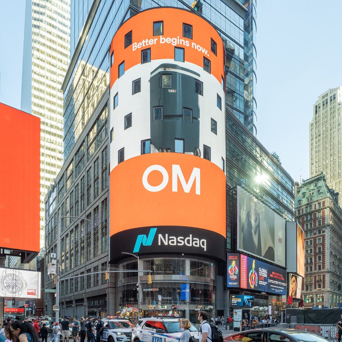 Nasdaq MarketSite tower with its large digital screen in Times Square, New York