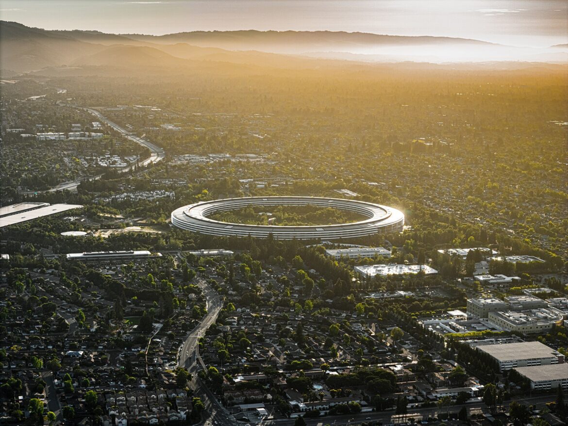 Aerial view of Apple Park ahead of the Apple event October 28