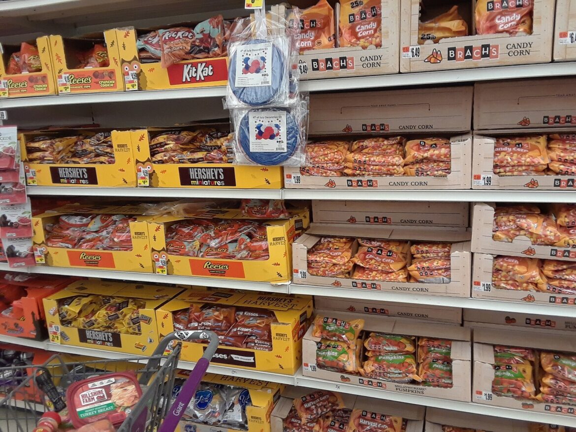 Halloween candy on store shelves as Halloween candy prices rise in 2026